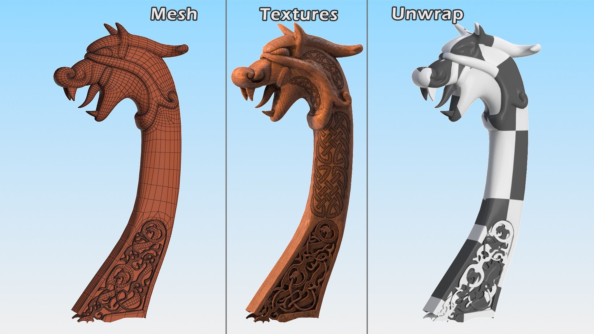 Viking Ship Dragon Head 3D Model 33 3ds blend c4d fbx max